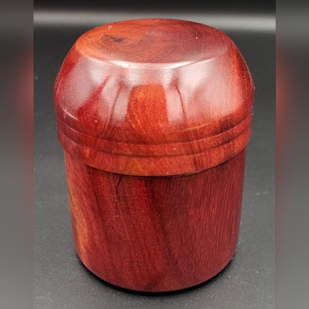 Vintage 2-Piece Hand Turned Red Colored Storage Box~Slide-on Lid - Picture 3 of 8